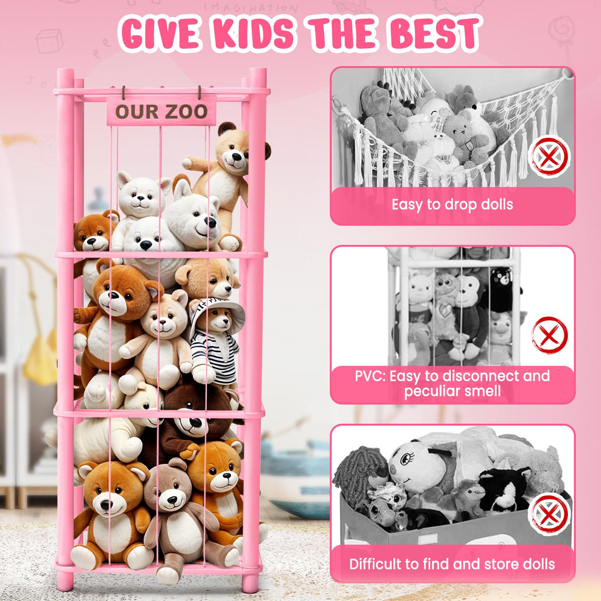 Woodure pine-wooden-zoo-organizer emphasizes durability for long-term toy storage.