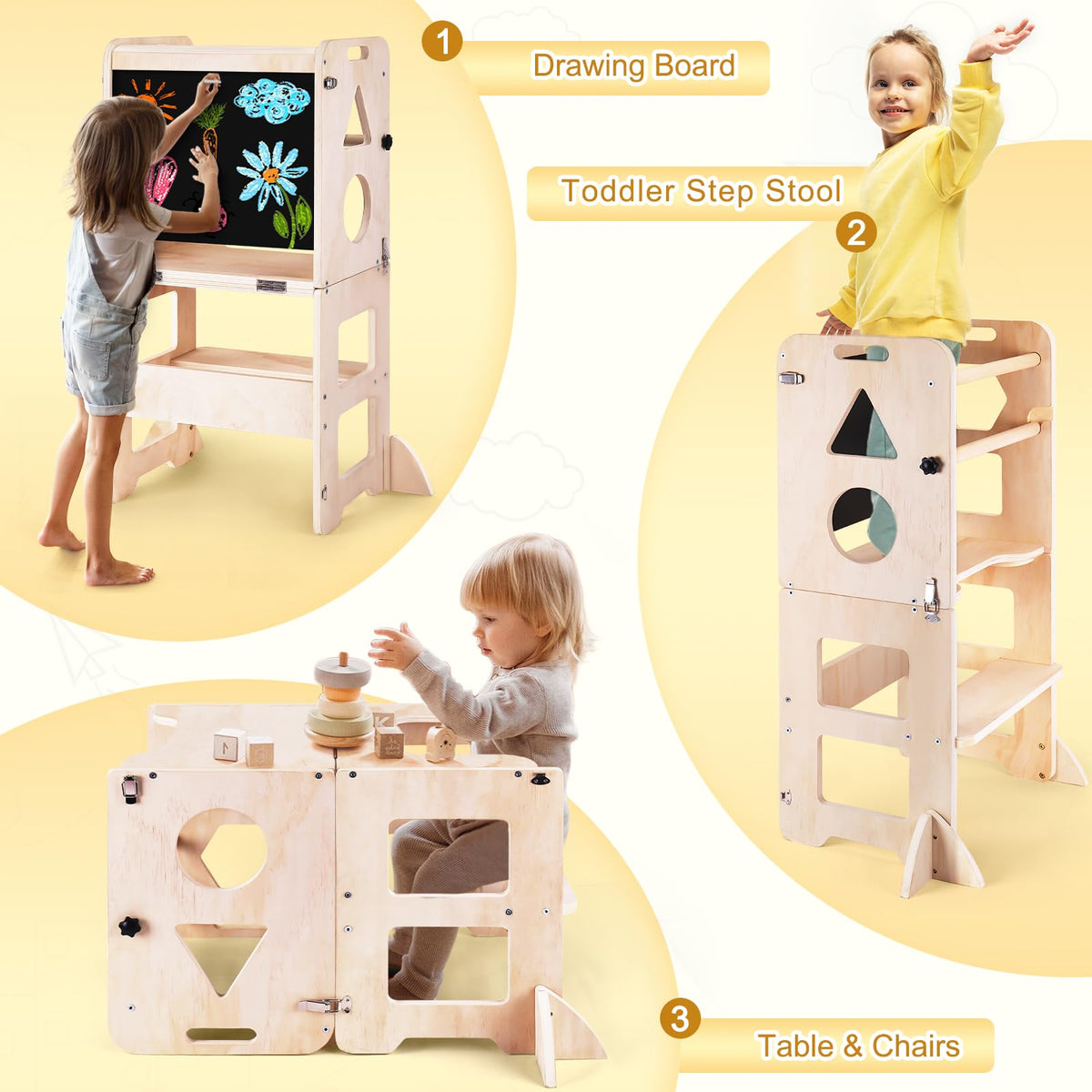 Woodure solid wood and MDF finish provides durable, kid-friendly surface.