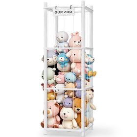 Woodure stuffed-animal-storage-zoo front view keeps toys neatly organized.