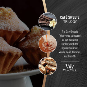 Biscotti layer of WoodWick Café Sweets Trilogy with baking, vanilla icing note