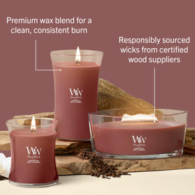 WoodWick Cinnamon Chai fragrance diffusion filling a room.