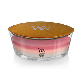 WoodWick Coastal Sunset layered fragrance releasing sunlit coastal notes