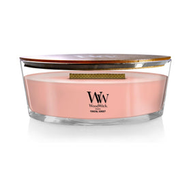 WoodWick Coastal Sunset Ellipse Candle scent notes evoke a seaside evening ambiance.
