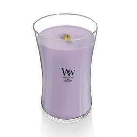 WoodWick Lavender Spa candle up to 180 hours burn time for extended use.