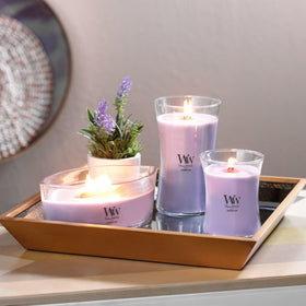WoodWick Lavender Spa candle made in USA ensuring quality craftsmanship.