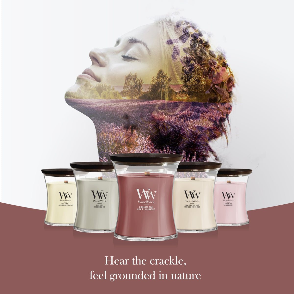 WoodWick crackling wick glow enhances evening relaxation.