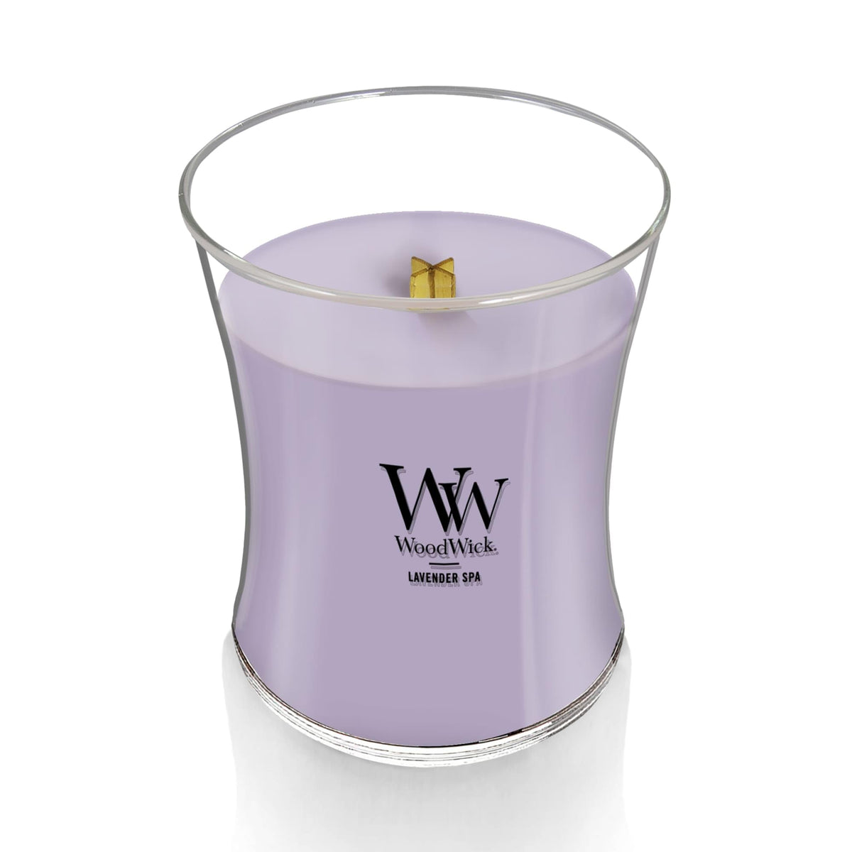 WoodWick medium hourglass candle ready for relaxing evenings.