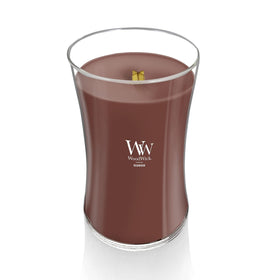 Close-up of WoodWick PlusWick crackling wick for a soothing ritual