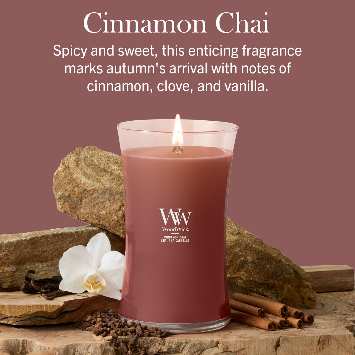 WoodWick Pluswick Innovation wick close-up, crackling ambiance enhances fragrance.