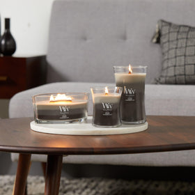 WoodWick premium soy and paraffin wax blend supports clean, even burn.