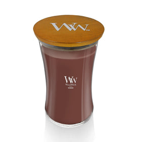 WoodWick Redwood candle with wooden lid adding elegant gift presentation