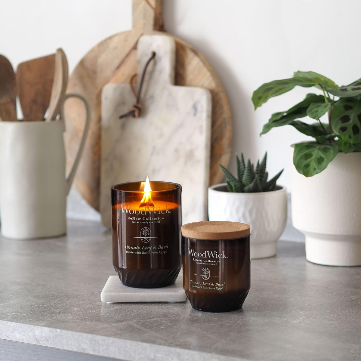 WoodWick plant-based soy coconut wax blend for a clean burn