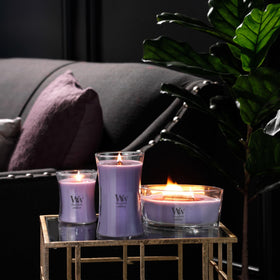 WoodWick soy-wax blend ensures clean, even burn.