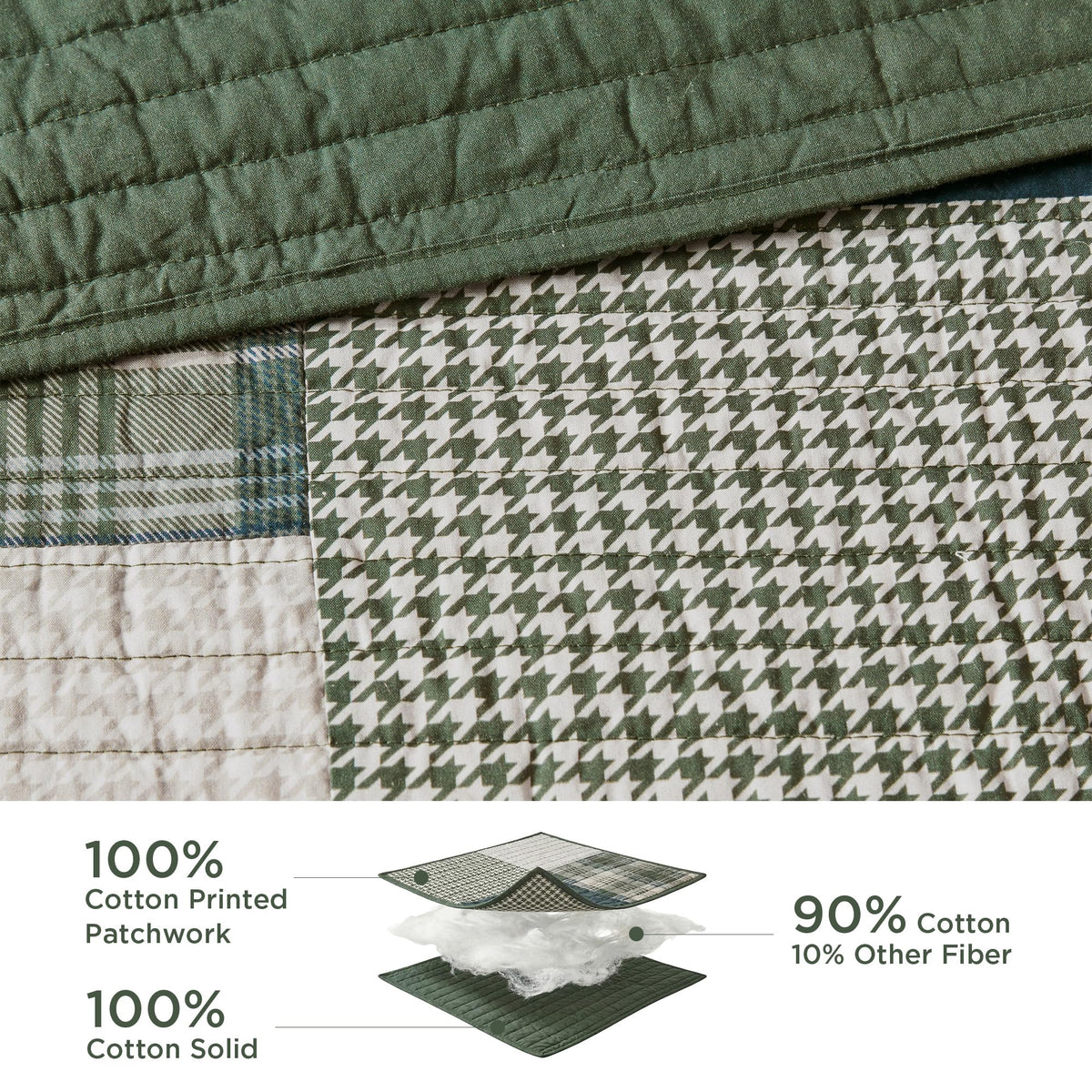 Woolrich Mill Creek quilt shams paired with patchwork bed coverage for a complete look.