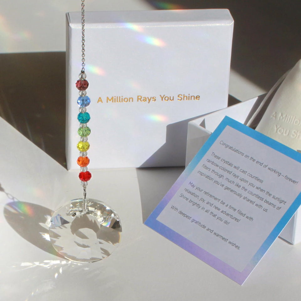 WOOWA rainbow crystal suncatcher brightens windows with colorful light.