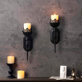 WOPARTY metal black candle holder adds dramatic decor to entryways and bathrooms.