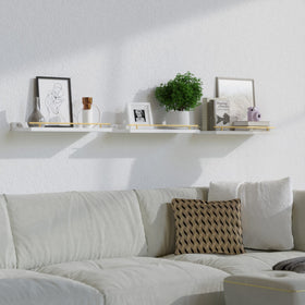 WOPITUES decor and art arranged on floating shelves