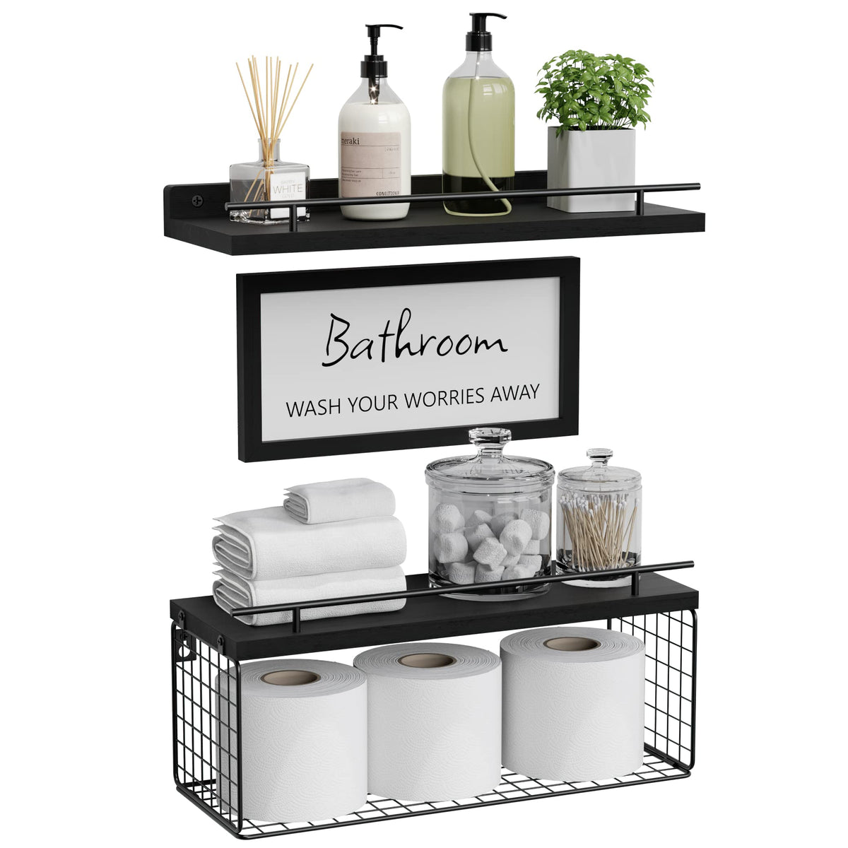 WOPITUES bathroom sign with farmhouse wall decor for cozy charm.