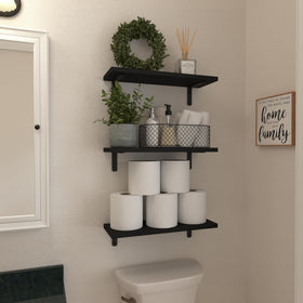 WOPITUES black floating shelves suit rustic or modern decor.