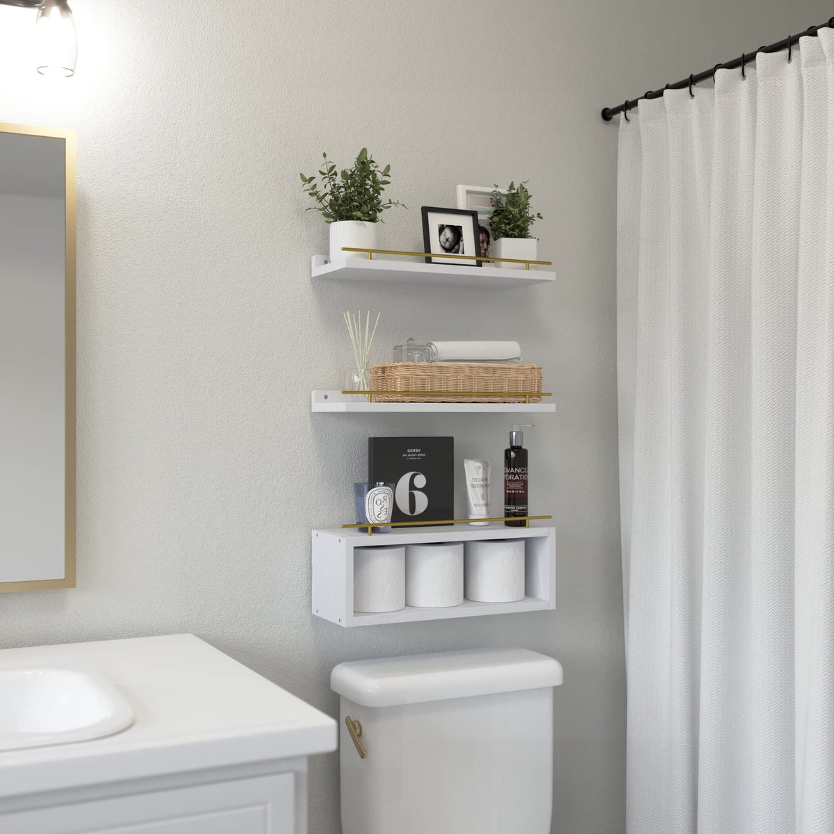 WOPITUES durable MDF shelves with rust-resistant rails.