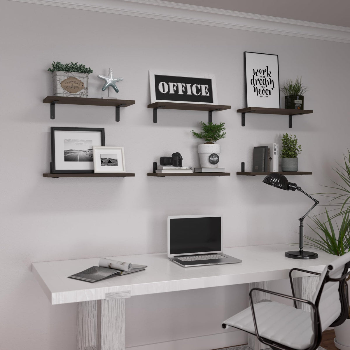 WOPITUES easy-assembly wall shelves install with minimal wall impact