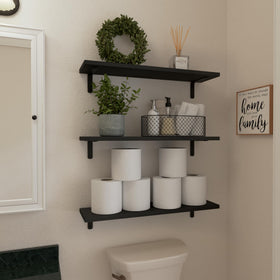 WOPITUES farmhouse-style shelves fit rustic or modern spaces.