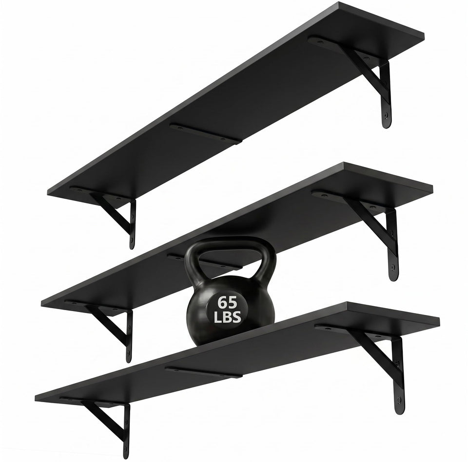 WOPITUES floating shelf left view with sturdy brackets for secure display.