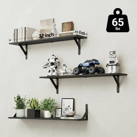 WOPITUES floating shelf right view highlighting 65 lb load capacity.