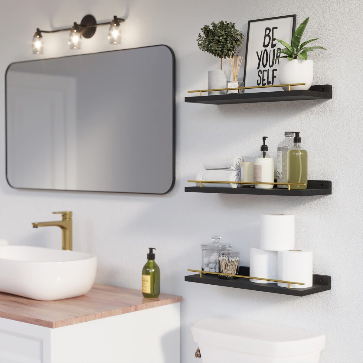 WOPITUES three-shelf set displayed in a corner for living room