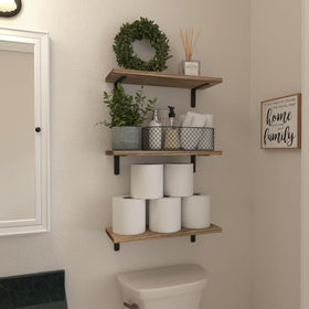WOPITUES bathroom wall shelves provide stylish storage for small essentials.