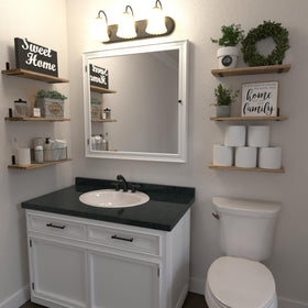 WOPITUES rustic floating shelves enhance bedroom organization and decor.