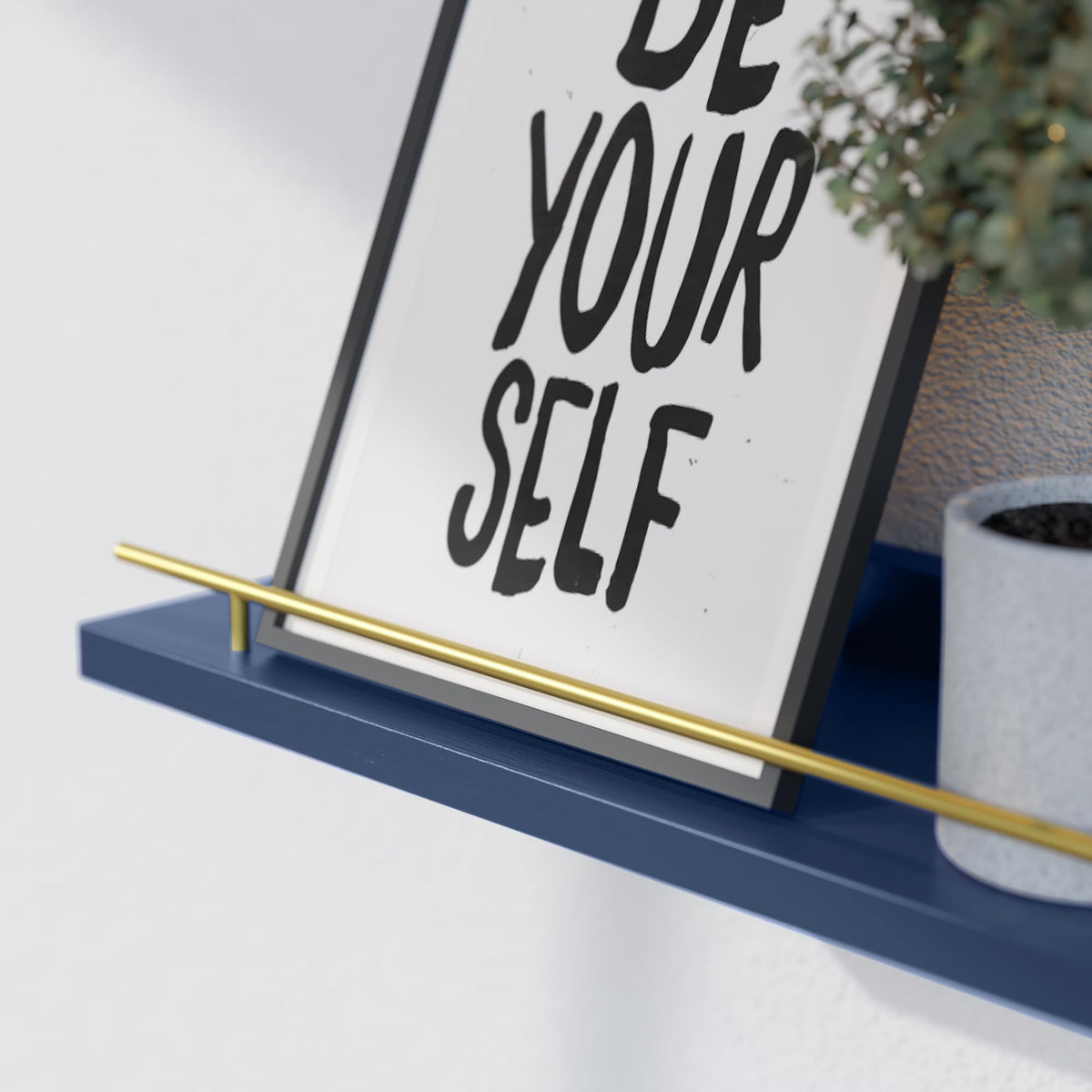 WOPITUES navy blue wall shelves set of three add stylish storage