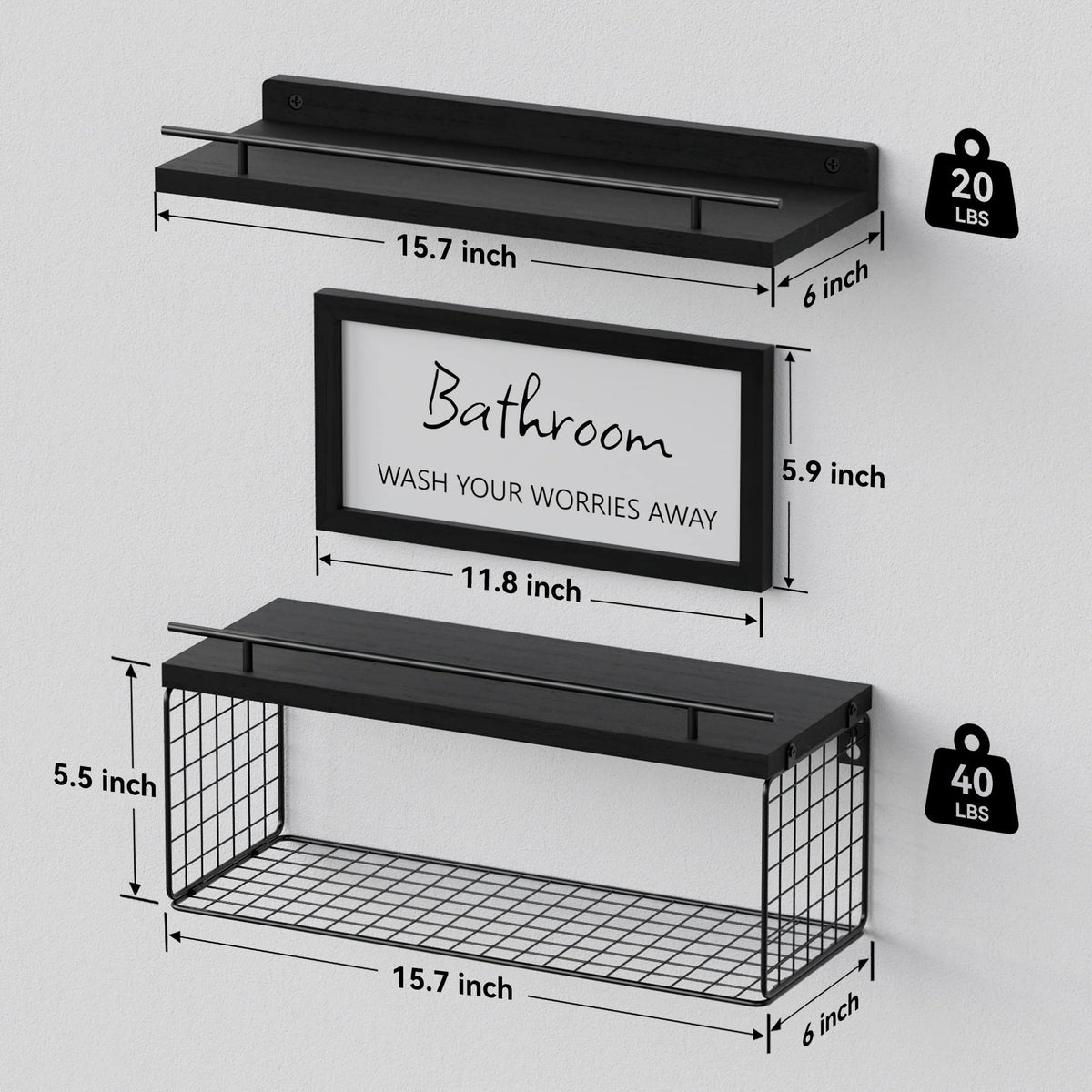 WOPITUES toilet-paper basket on shelves keeps rolls dry and accessible.