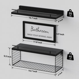 WOPITUES toilet-paper basket on shelves keeps rolls dry and accessible.
