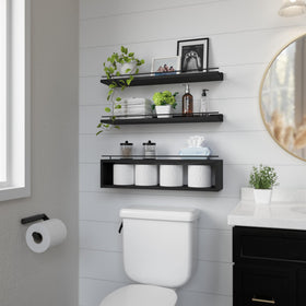 WOPITUES bathroom wall shelf organizes toilet essentials with rust-resistant rails.