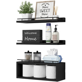 WOPITUES floating shelves on a black wall offering stylish storage