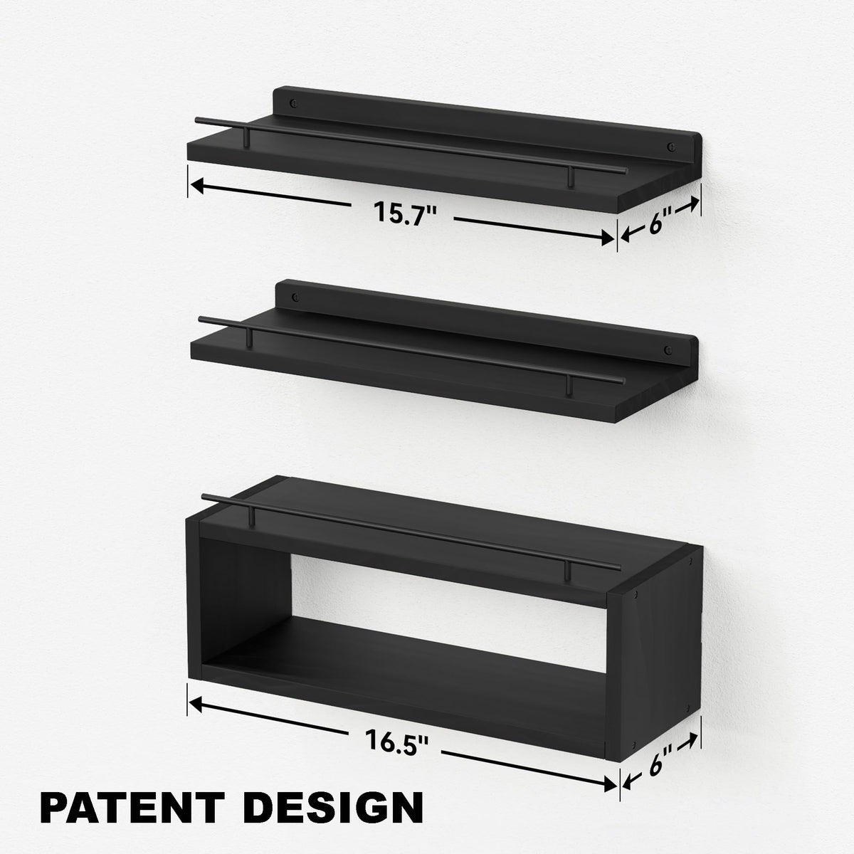 WOPITUES shelves with metal rails prevent items from falling for safer storage