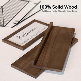 WOPITUES natural wood bathroom shelves show unique grain texture.