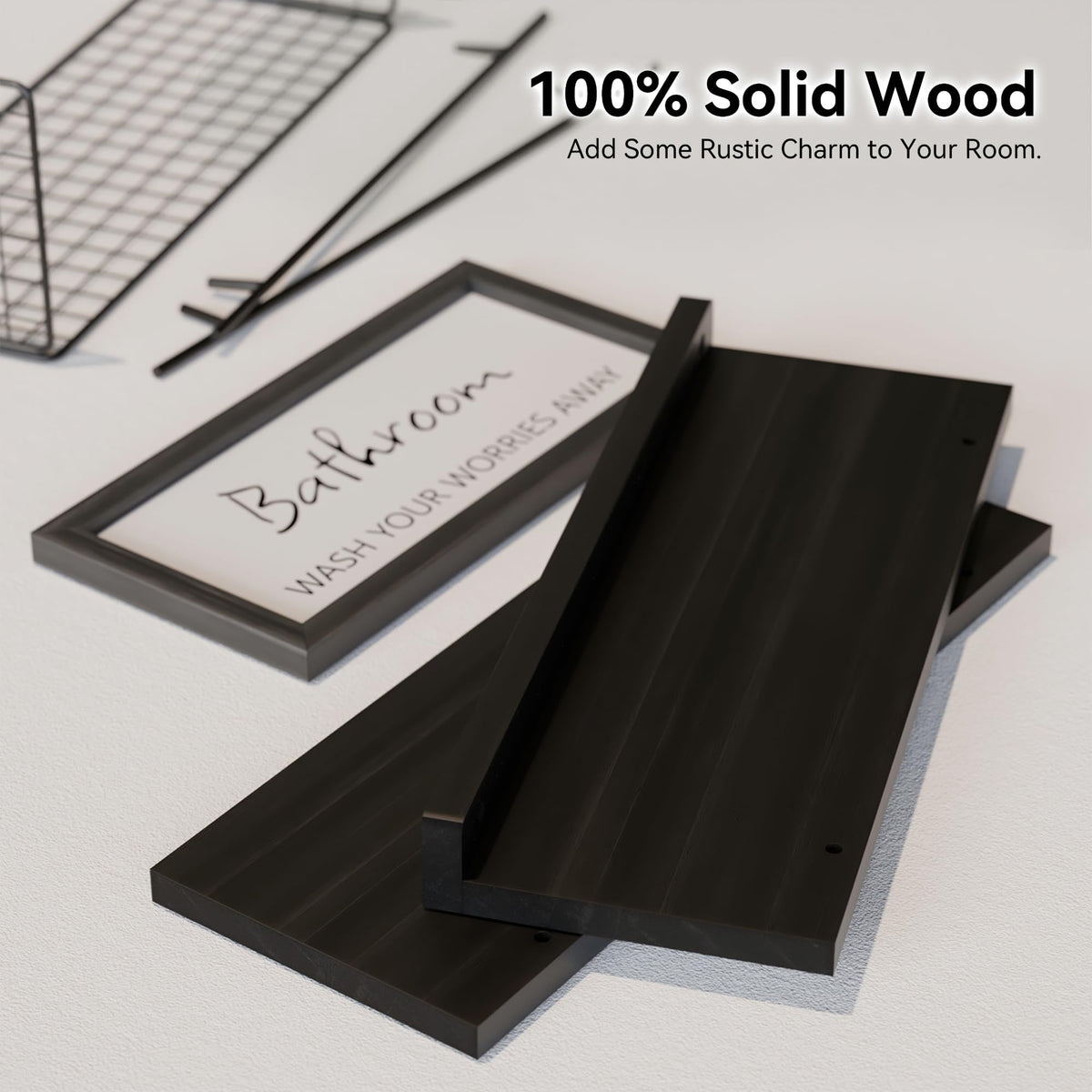 WOPITUES natural wood finish shelves showcase unique grain and warmth.