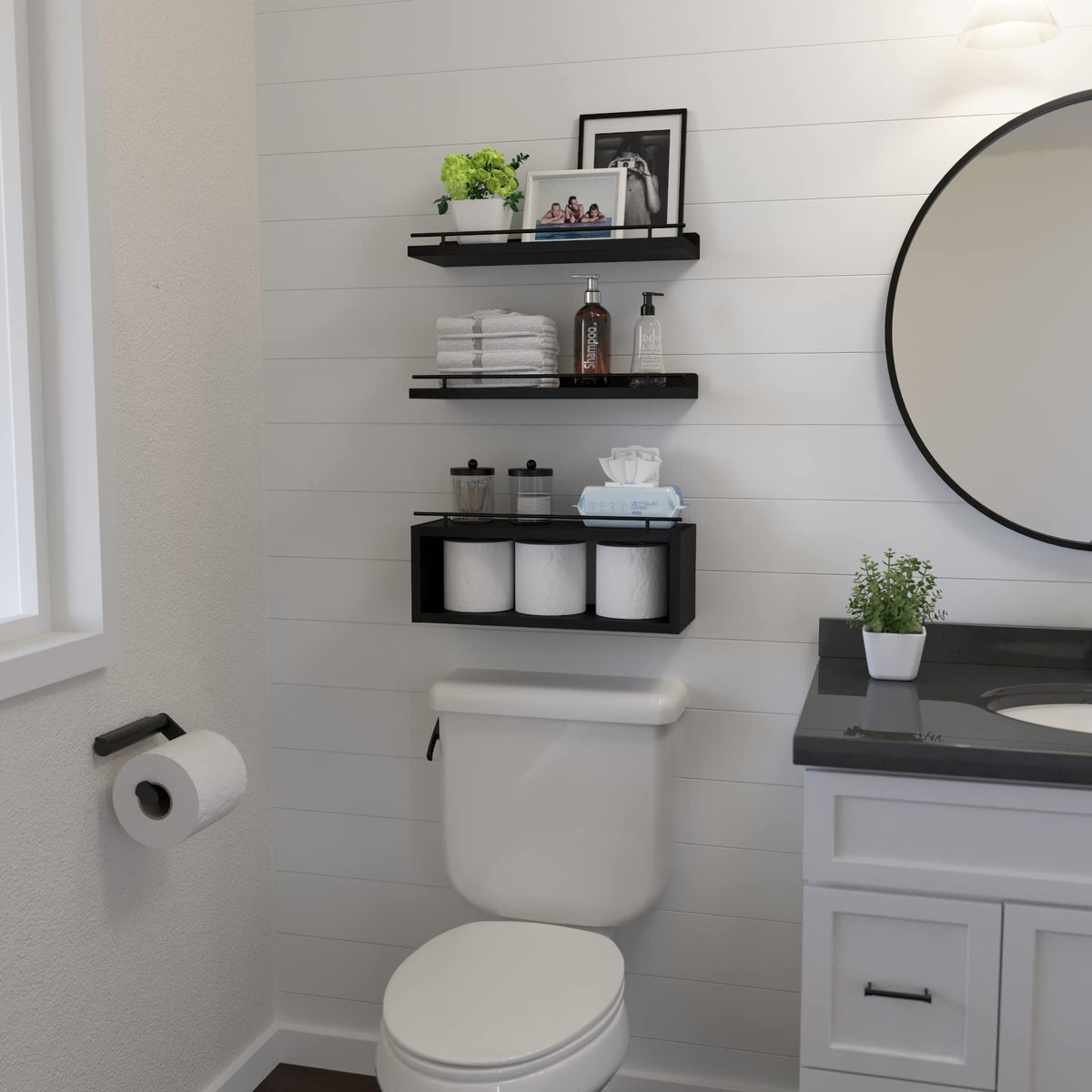WOPITUES over-toilet shelf installed for tidy bathroom organization