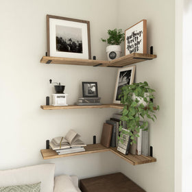 WOPITUES farmhouse-style shelves add charm to living rooms.