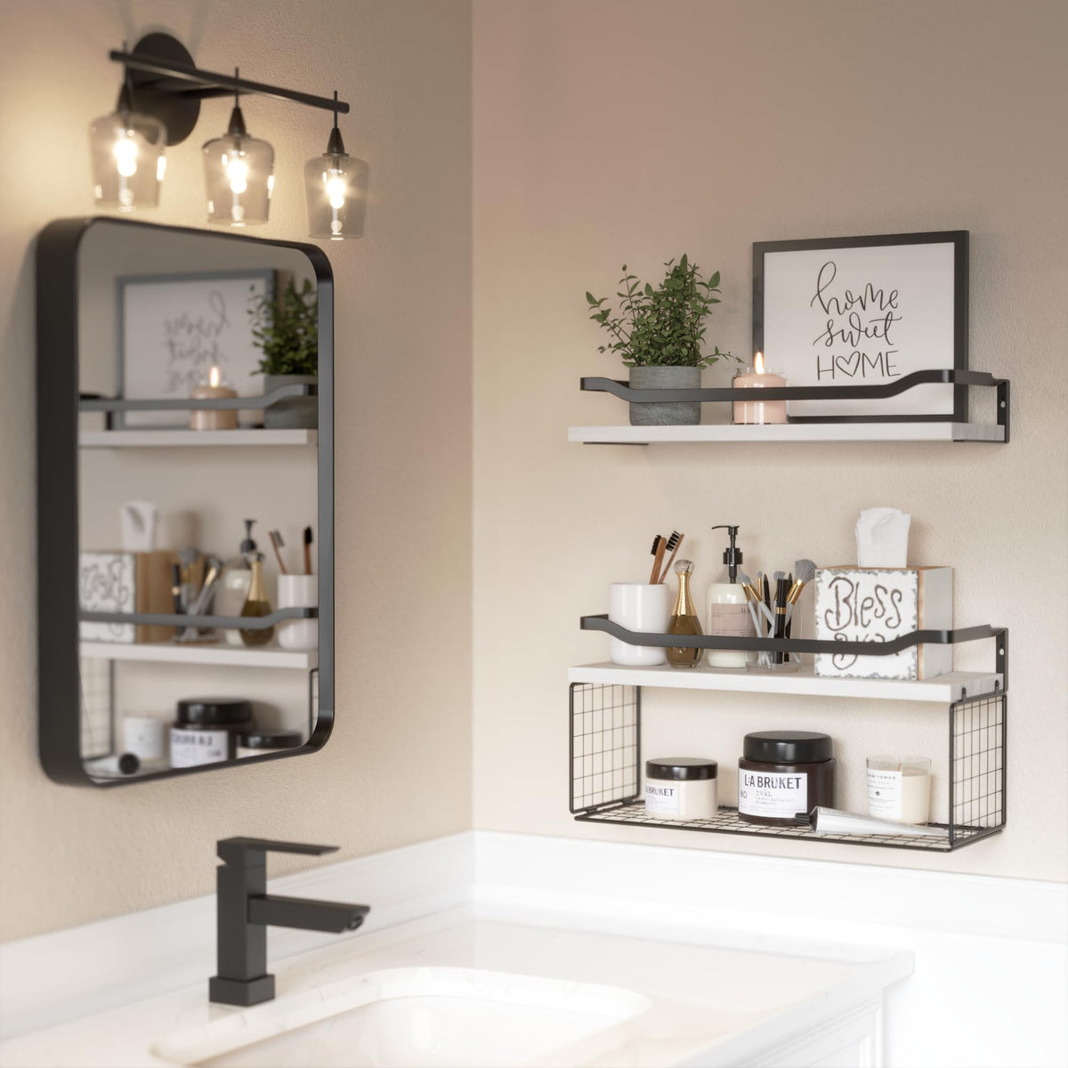 WOPITUES solid wood construction ensures lasting bathroom storage.