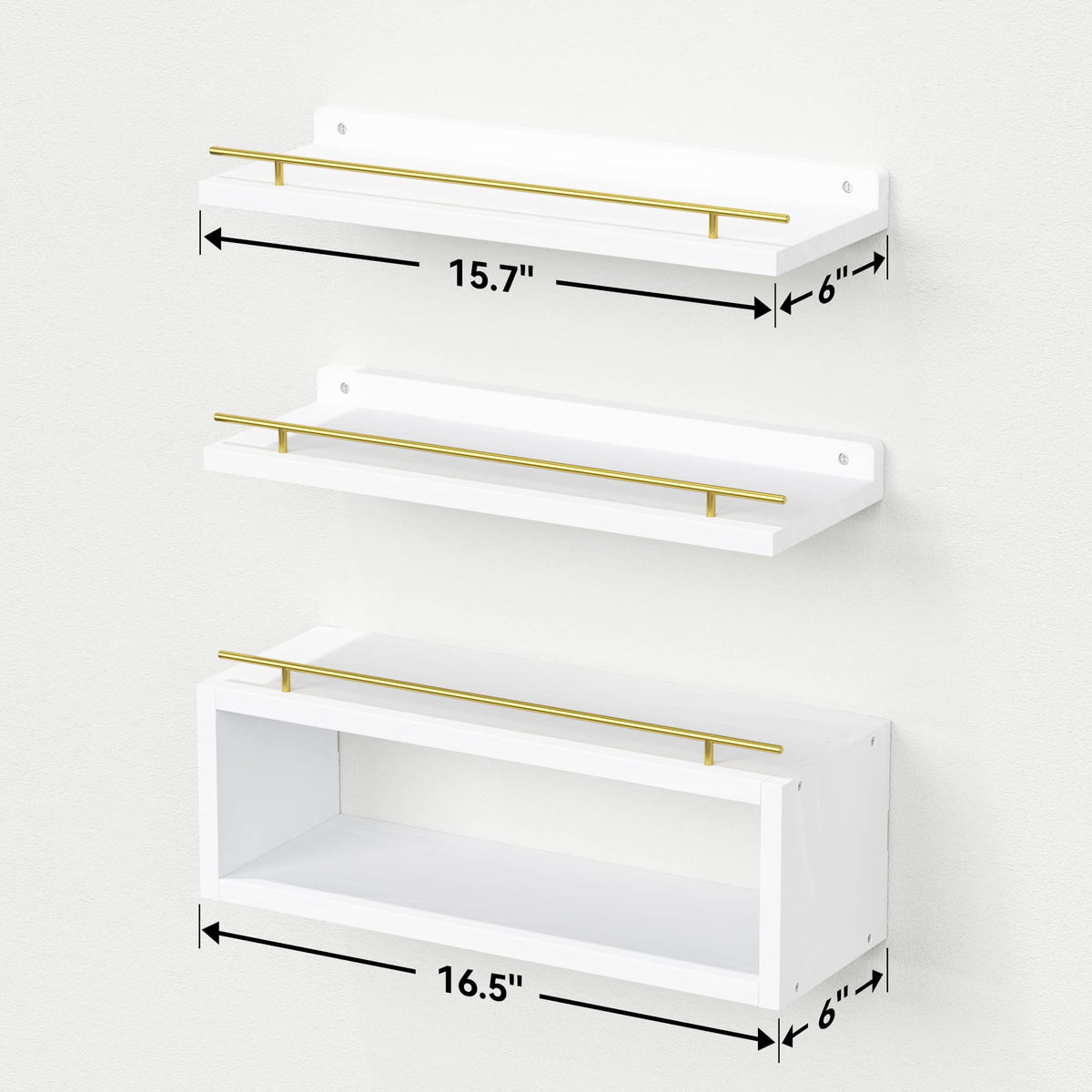 WOPITUES shelf holds toilet paper and decor securely with rails.