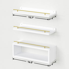 WOPITUES shelf holds toilet paper and decor securely with rails.