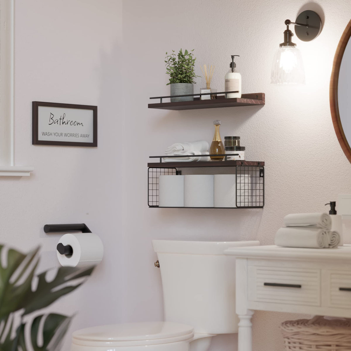 WOPITUES easy-install wall shelves with patented mounting design.