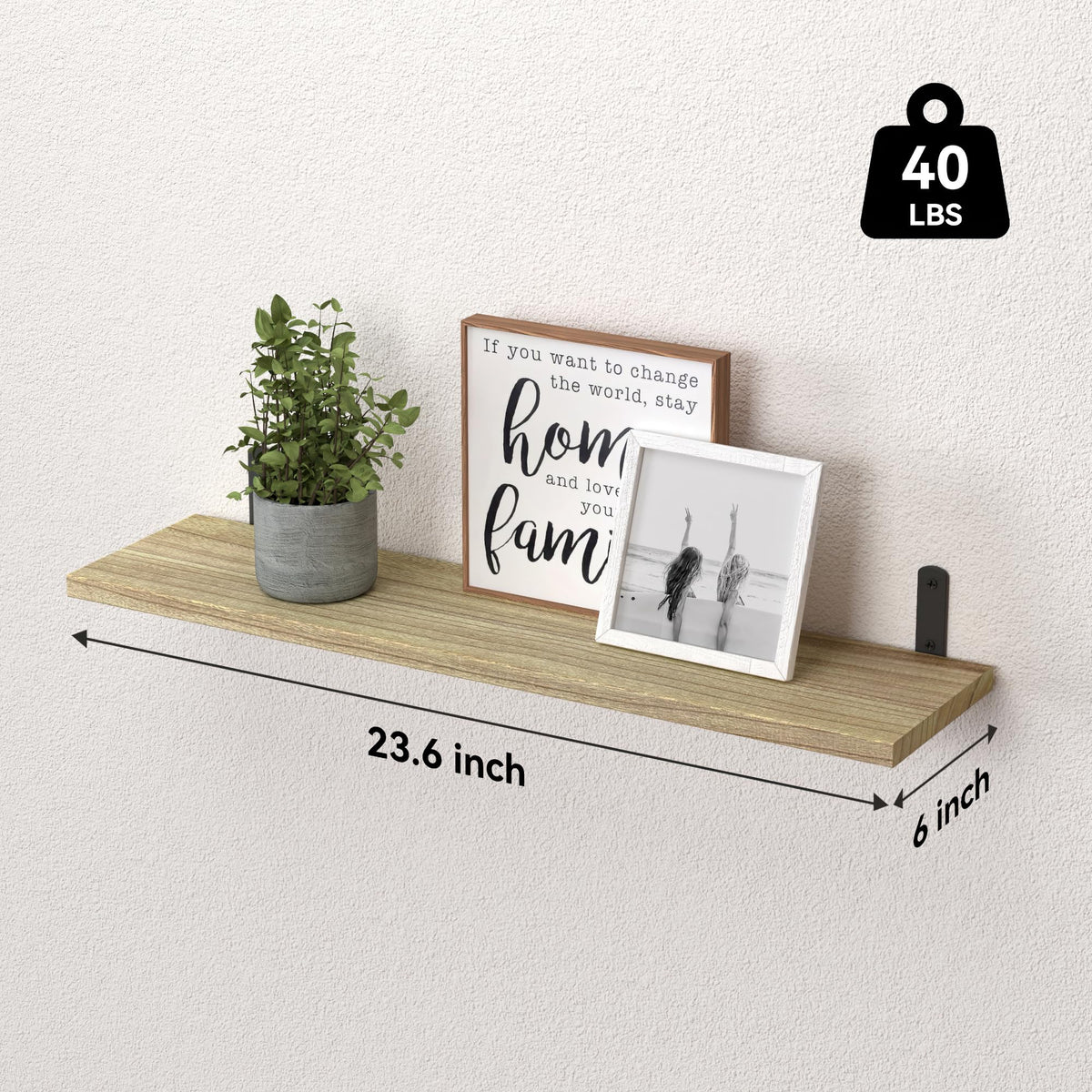 WOPITUES living room display shelf with books and decor on a wall