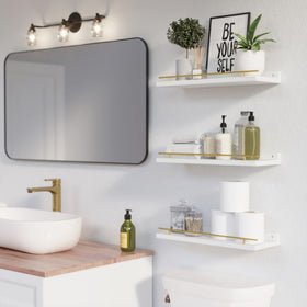 WOPITUES white three shelf wall set showing organized display