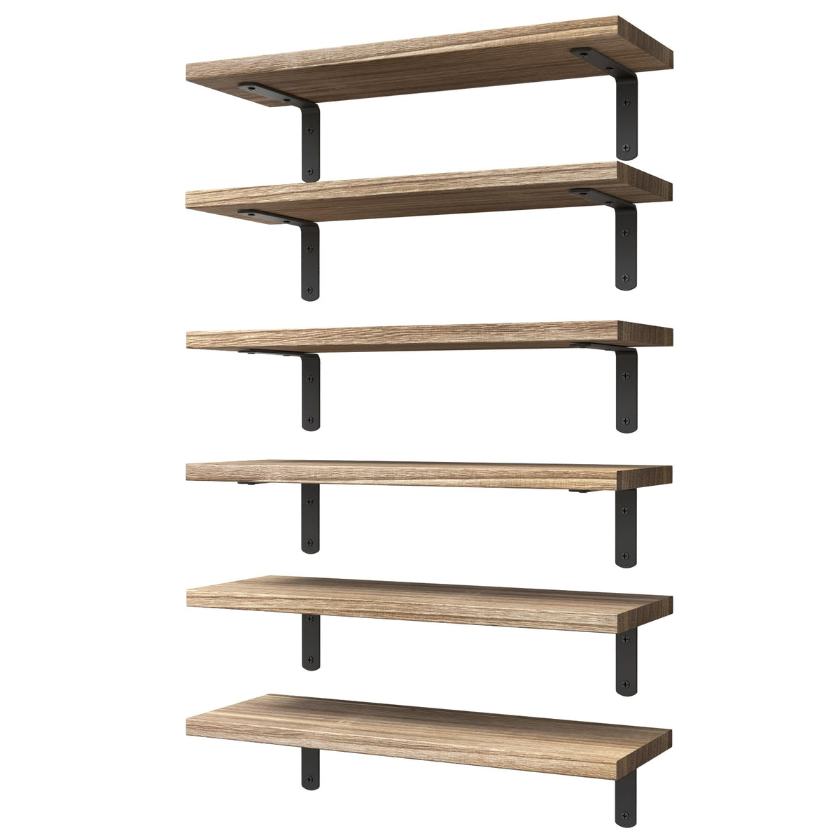 WOPITUES wood floating shelves set of 6 for organized wall storage.