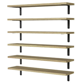WOPITUES six-piece wood floating shelves mounted on a wall for extra storage