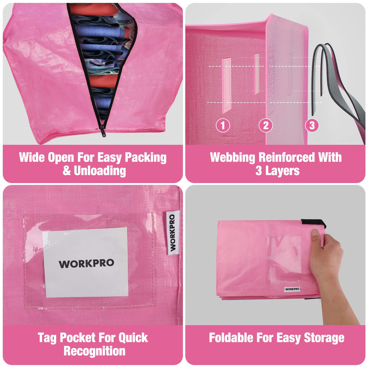 WORKPRO fold-flat design for compact storage when not in use.